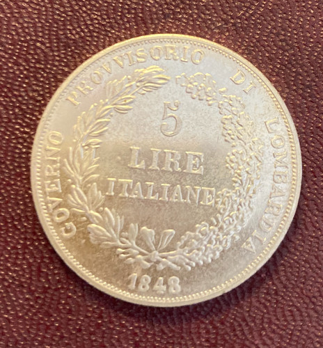 Moneta lire italiane 1848 - 5,