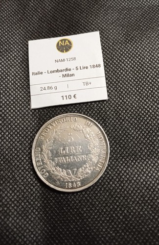 Moneta argento lire 1848 - argento, 5