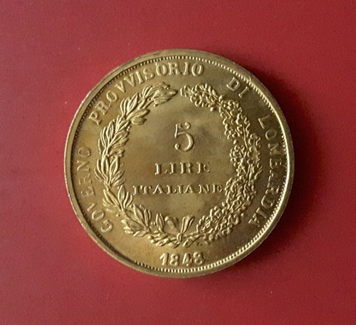 Medaglia lire 1848 governo - medaglia,